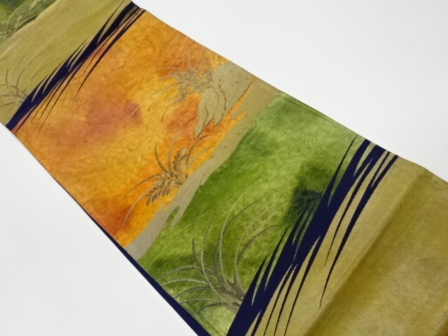 JAPANESE KIMONO / VINTAGE FUKURO OBI / WOVEN FLORAL PLANTS